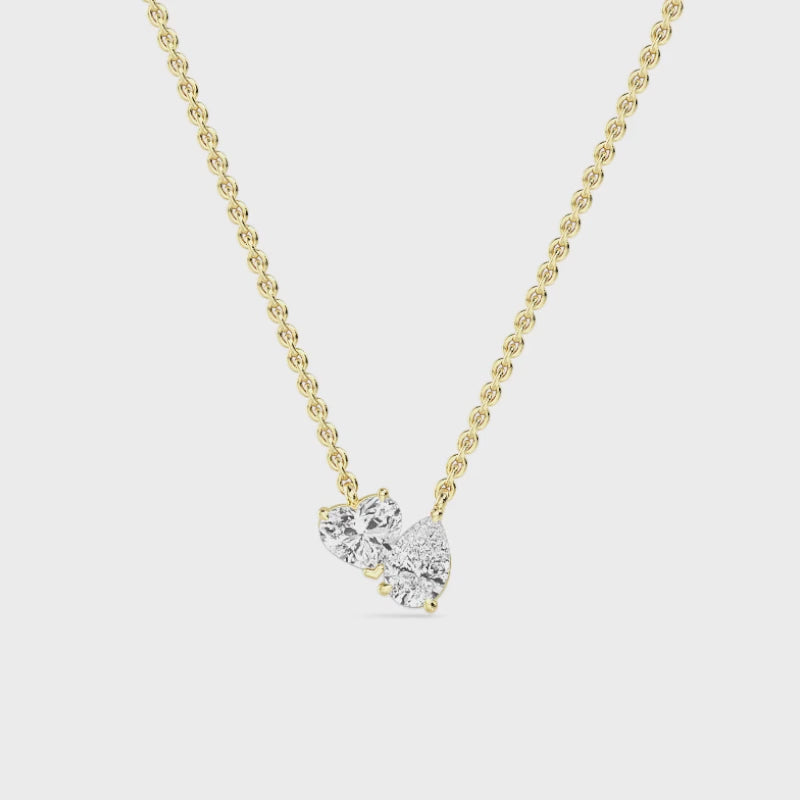 0.98ctw Heart and Pear Lab Grown Diamond Toi et Moi Necklace