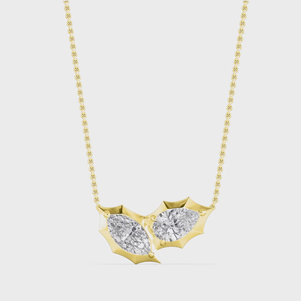 2.00ctw Oval and Marquise Lab Grown Diamond Georgian Cut Down Two Stone Necklace