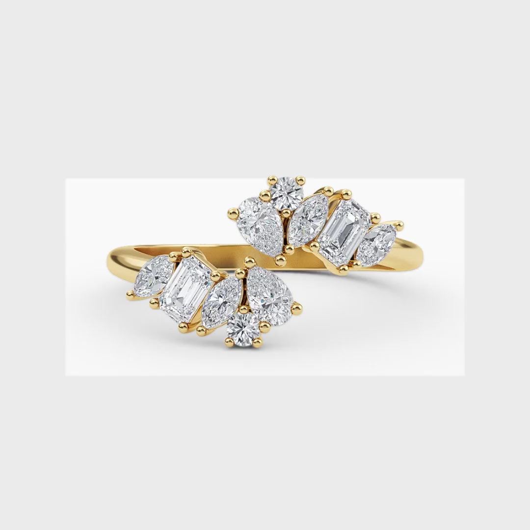 0.84ct Multishape Lab Grown Diamond Cluster Open Ring