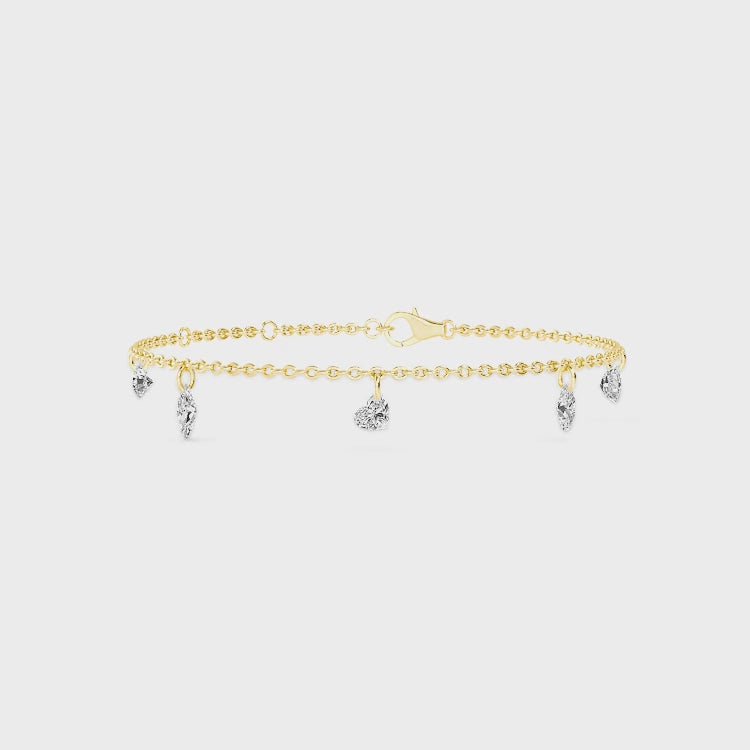 2.00ct Drilled Lab Grown Diamond Charm Bracelet