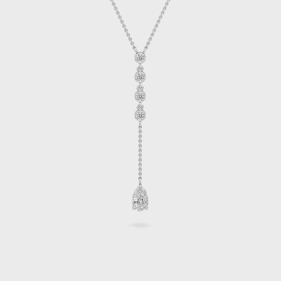 0.75ct Round and Pear Lab Grown Diamond Lariat Necklace