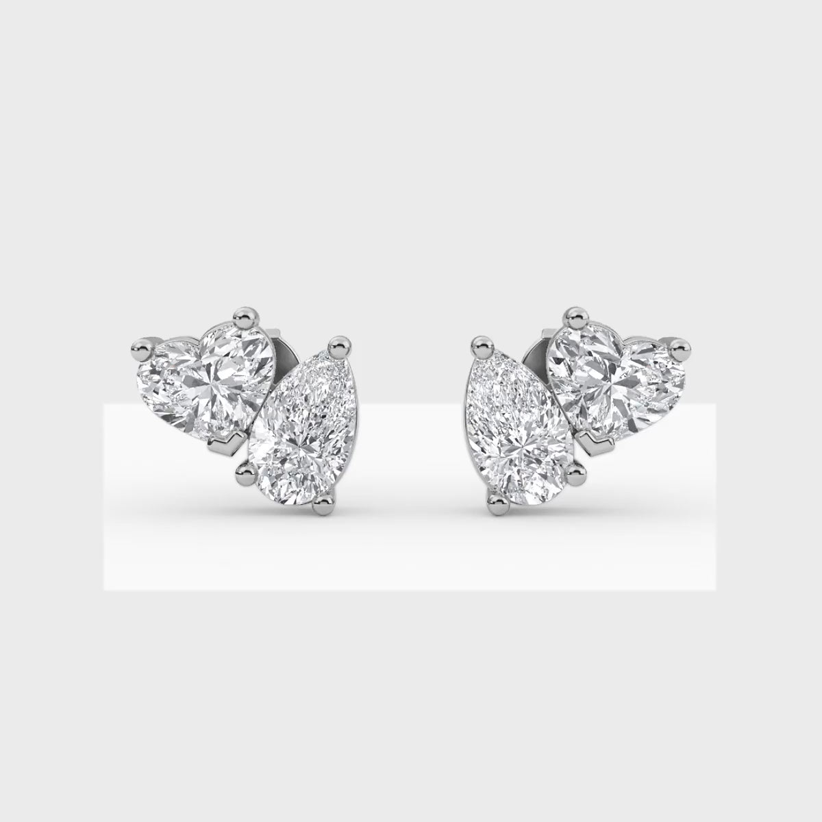 1.00ct Toi et Moi Pear and Heart cut Lab Grown Diamond Earrings