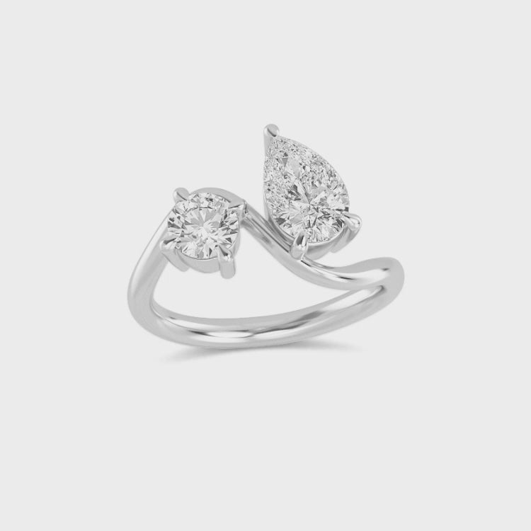 1.50ct Toi Et Moi Pear and Round Lab Grown Diamond Ring