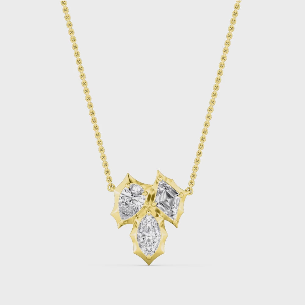 1.68ctw Lab Grown Diamond Multishape Georgian Cut Down Necklace
