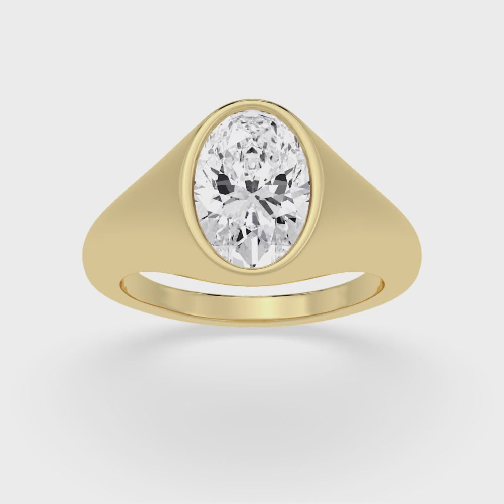 2.50ct Oval cut Lab Grown Diamond Signet Ring