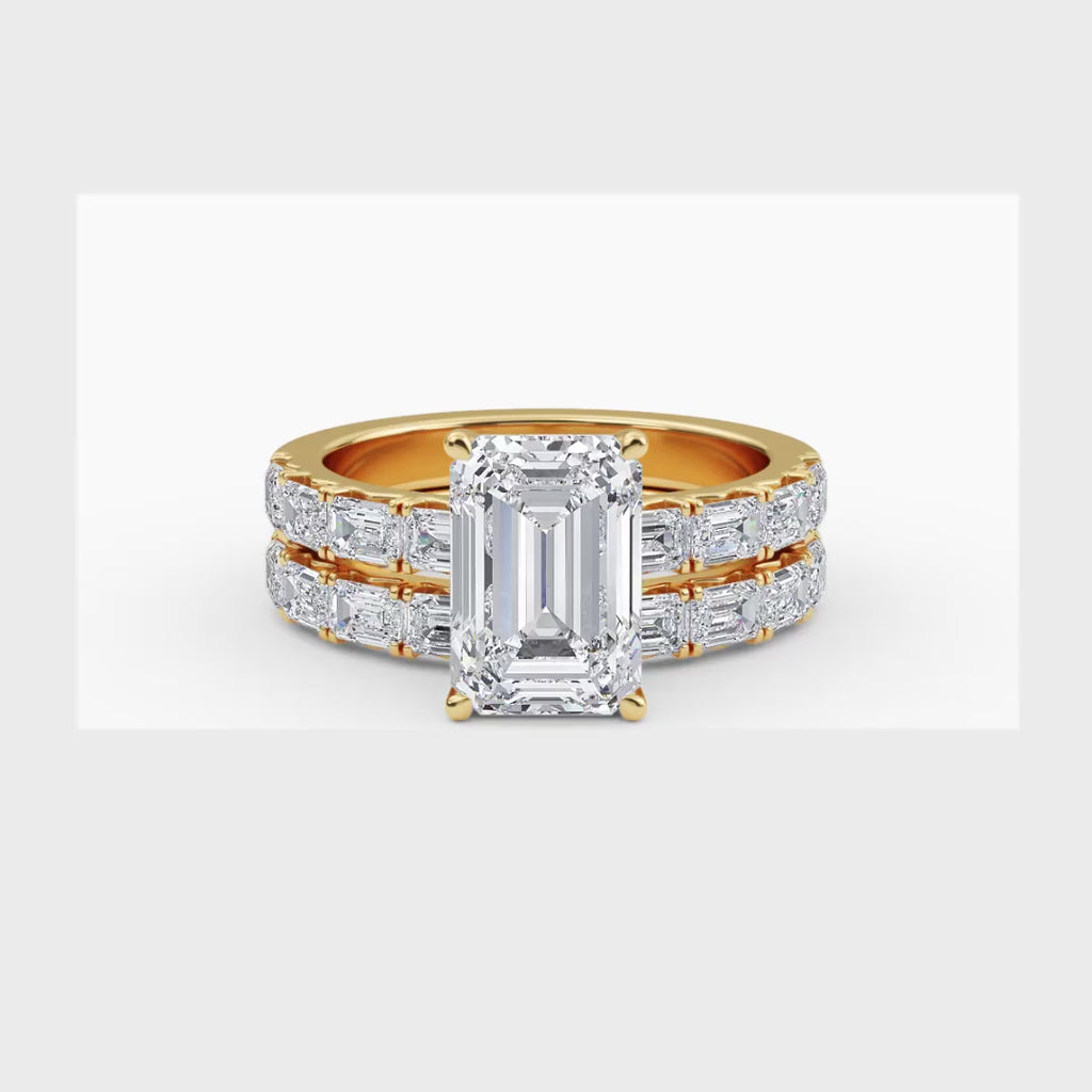 4.97ctw Emerald cut Lab Grown Diamond Exceptional Engagement and Emerald cut Wedding Ring Set