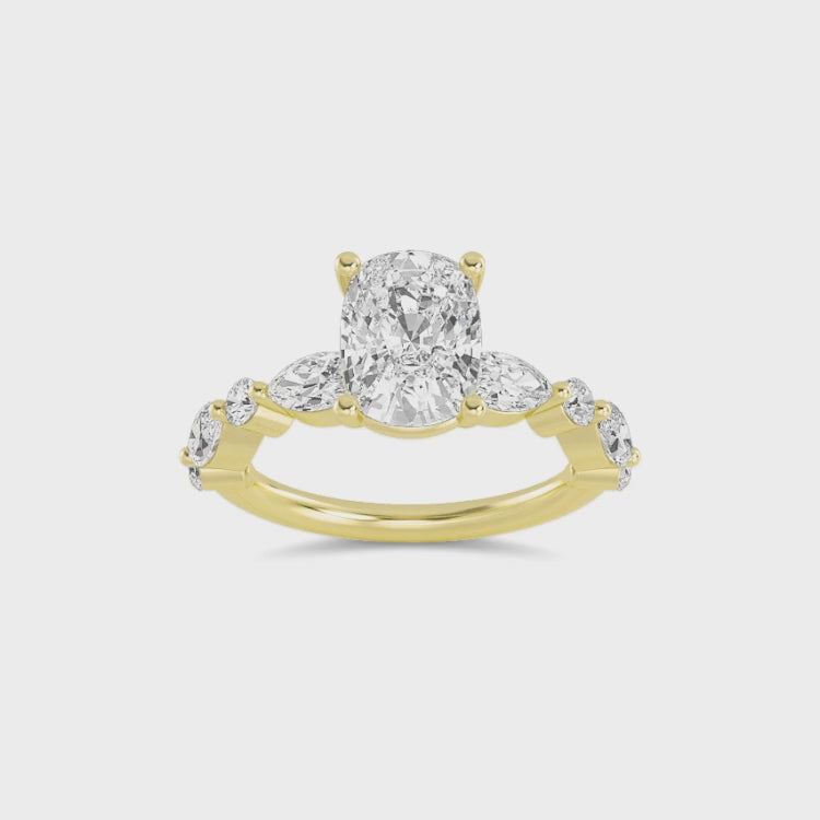 The Lucia 2.78ctw Elongated Cushion cut Lab Grown Diamond Engagemnt Ring