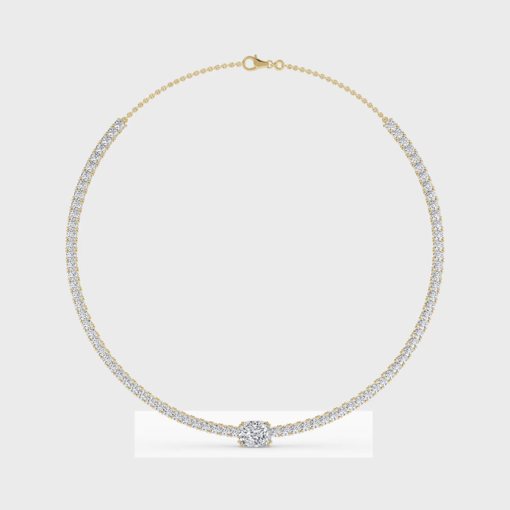 12.43ctct Oval Accent Lab Grown Diamond Exceptional Tennis Necklace