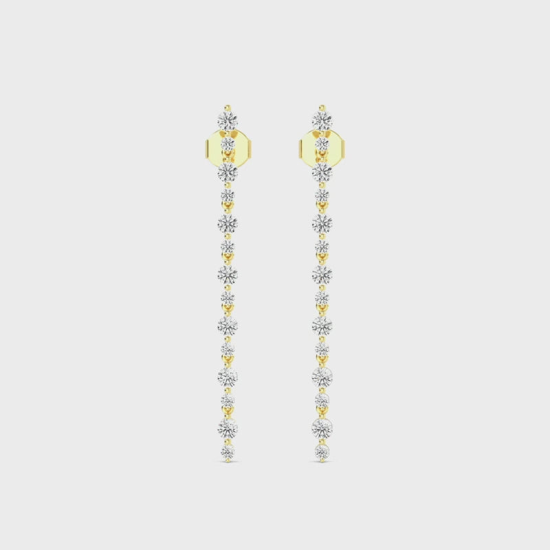 1.50ct Lab Grown Diamond Alternating Line Drop Earrings