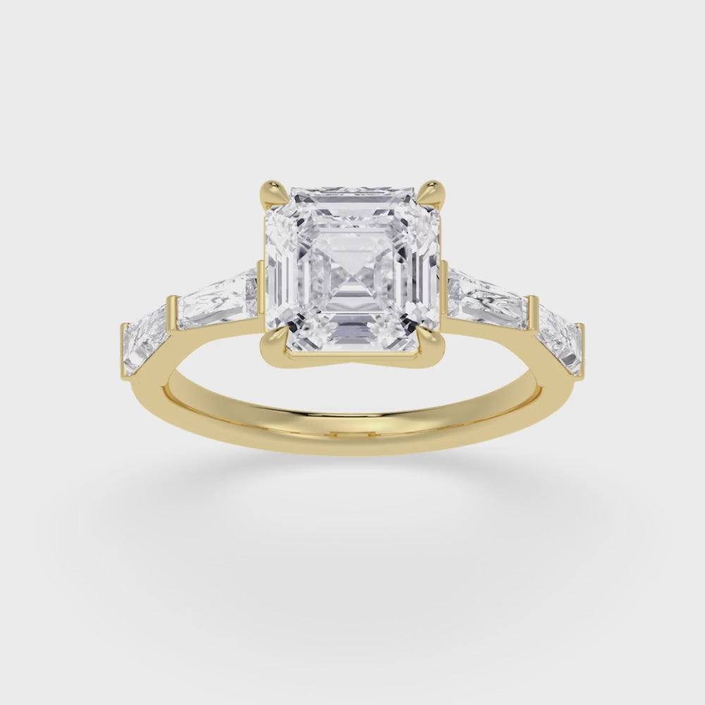 4.64ctw Asscher cut Lab Grown Diamond Accented Engagement Ring