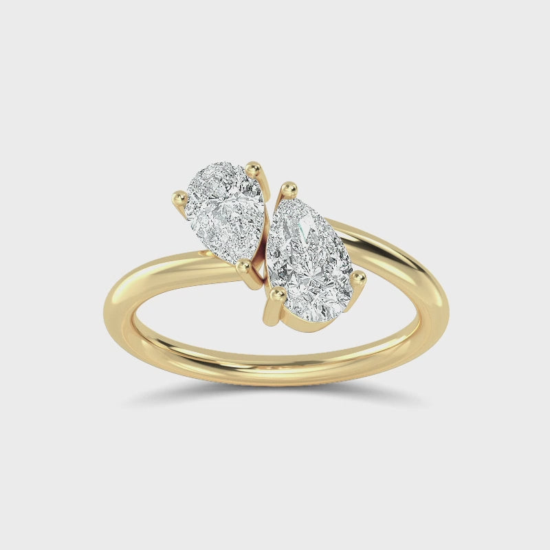 1.00ct Toi Et Moi Pear Lab Grown Diamond Ring