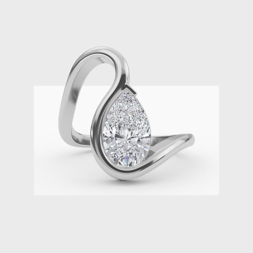 2.00ctw Pear cut Lab Grown Diamond Wave Engagement Ring