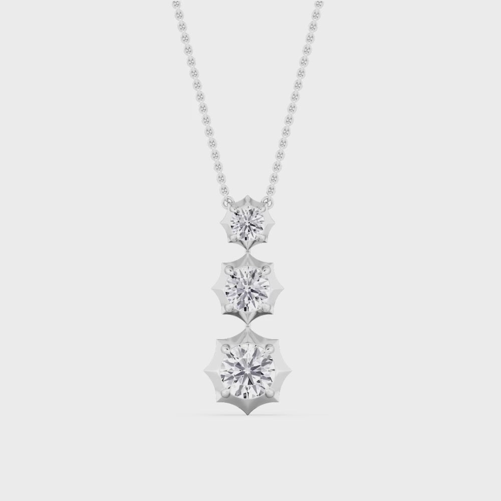1.66ctw Lab Grown Diamond Round Georgian Cut Down Drop Necklace