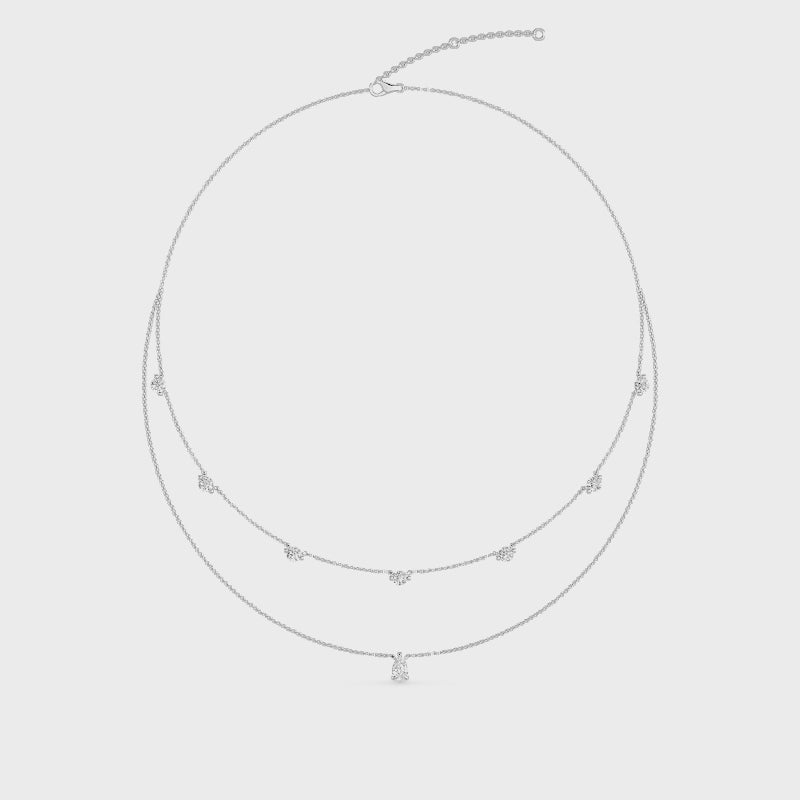 2.13ct Round and Pear Lab Grown Diamond Layered Necklace