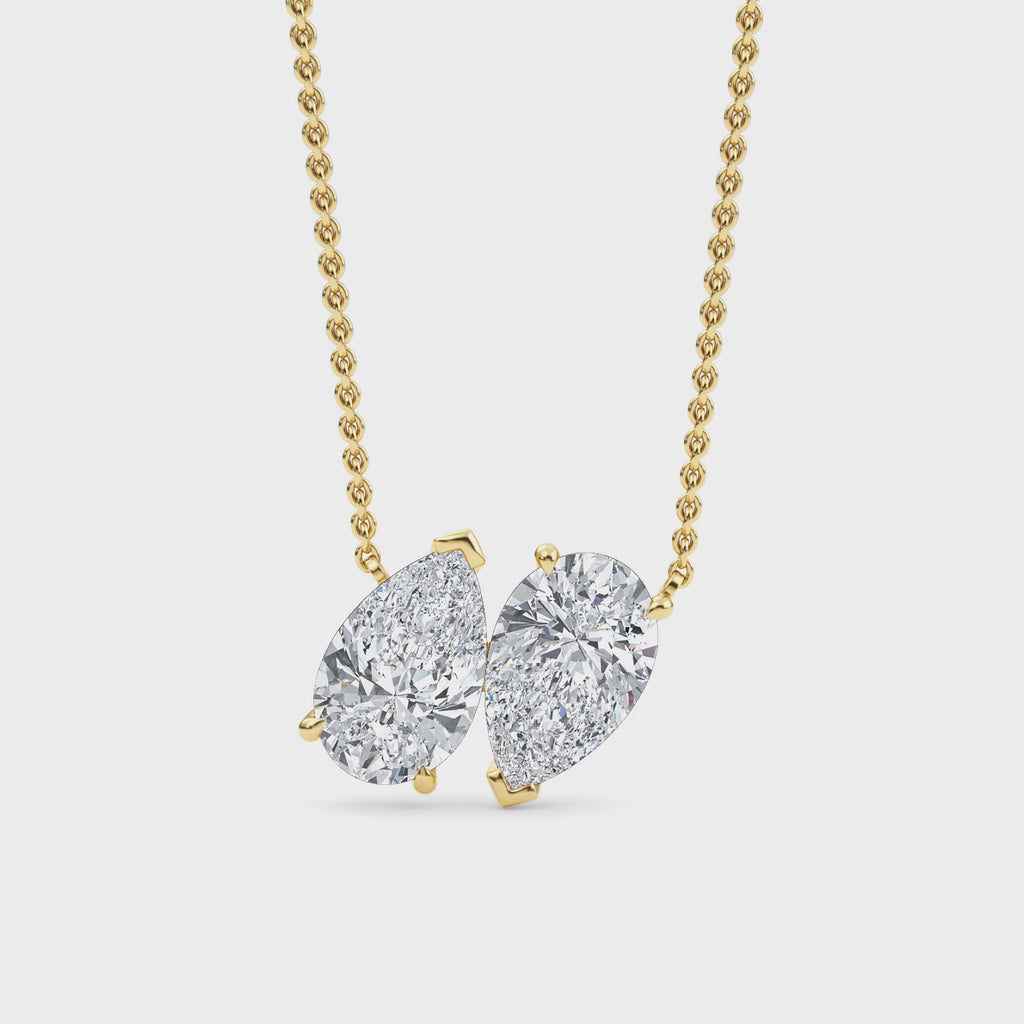 4.00ctw Lab Grown Diamond Toi et Moi Pear Necklace