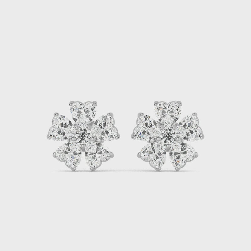 2.78ct Heart Shape Lab Grown Diamond Floral Earrings