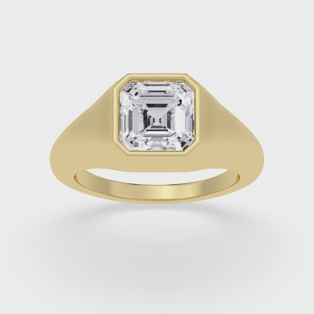 3.00ct Asscher cut Lab Grown Diamond Signet Ring