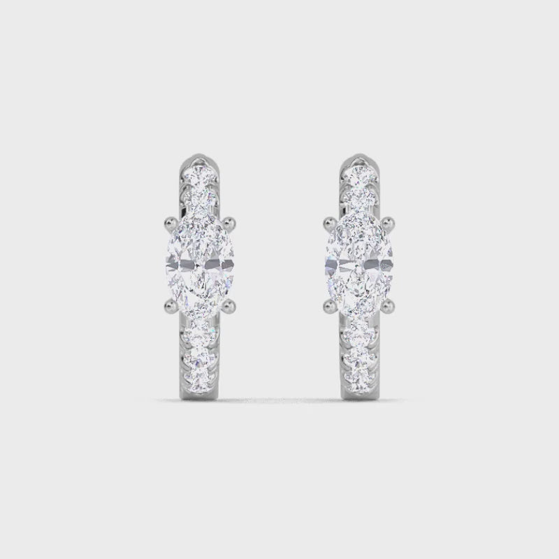 0.54ct Oval Accent Lab Grown Diamond Hoop Earrings