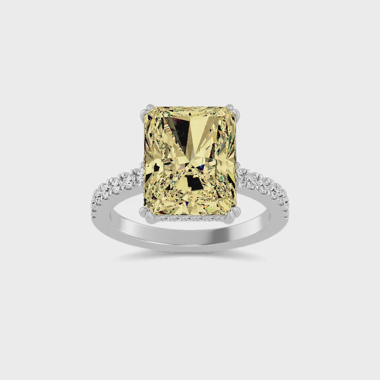 6.77ctw Yellow Radiant cut Lab Grown Diamond Exceptional Engagement Ring