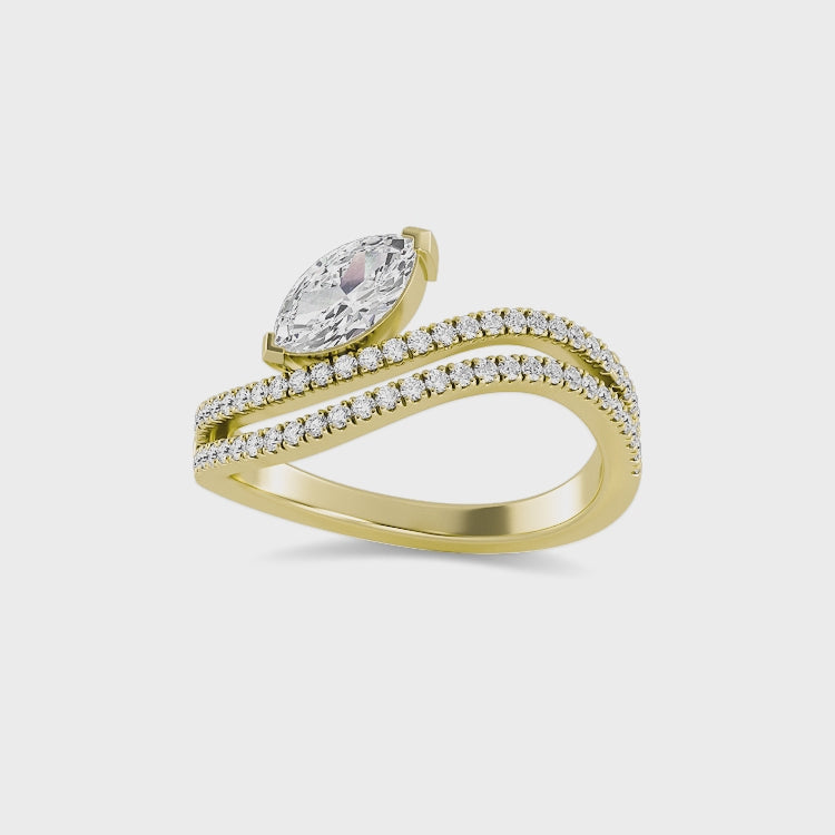 0.75ct Marquise cut Lab Grown Diamond Pave Wave Ring