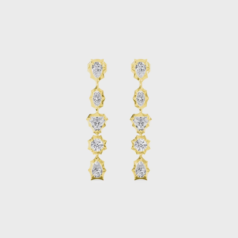 1.00ct Multishape Lab Grown Diamond Georgian Cut Down Drop Earrings