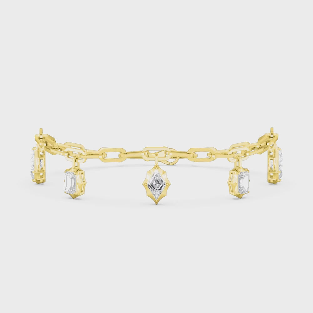 2.36ctw Lab Grown Diamond Multishape Georgian Cut Down Charm Bracelet
