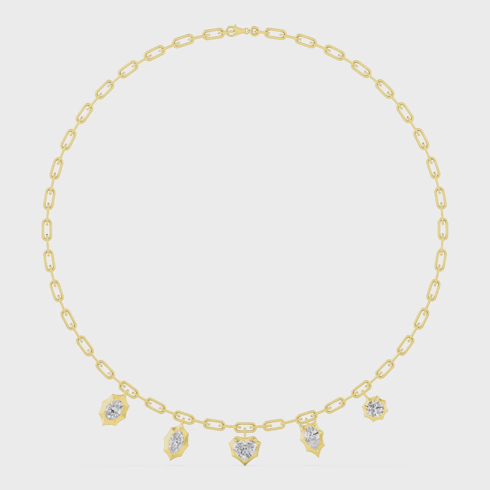 4.57ctw Lab Grown Diamond Multishape Georgian Cut Down Charm Necklace