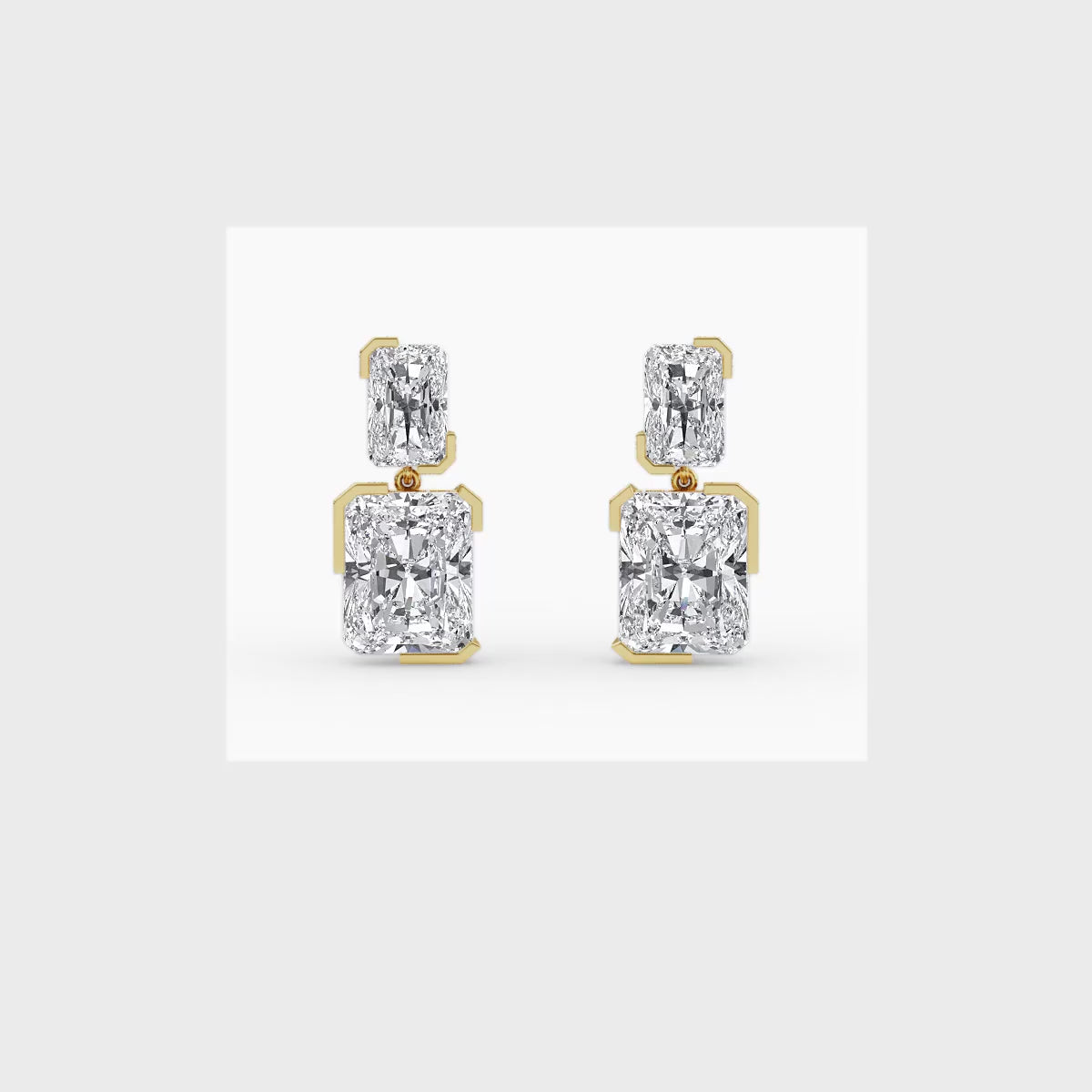 12.11ct Radiant cut Lab Grown Diamond Exceptional Bezel Drop Earrings