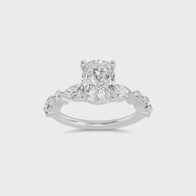 The Lucia 2.78ctw Elongated Cushion cut Lab Grown Diamond Engagemnt Ring