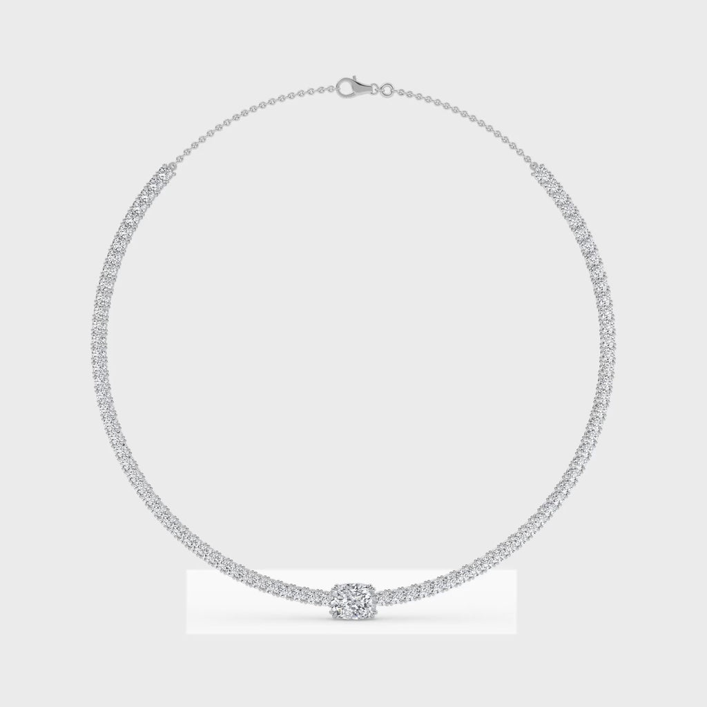 12.43ctct Oval Accent Lab Grown Diamond Exceptional Tennis Necklace