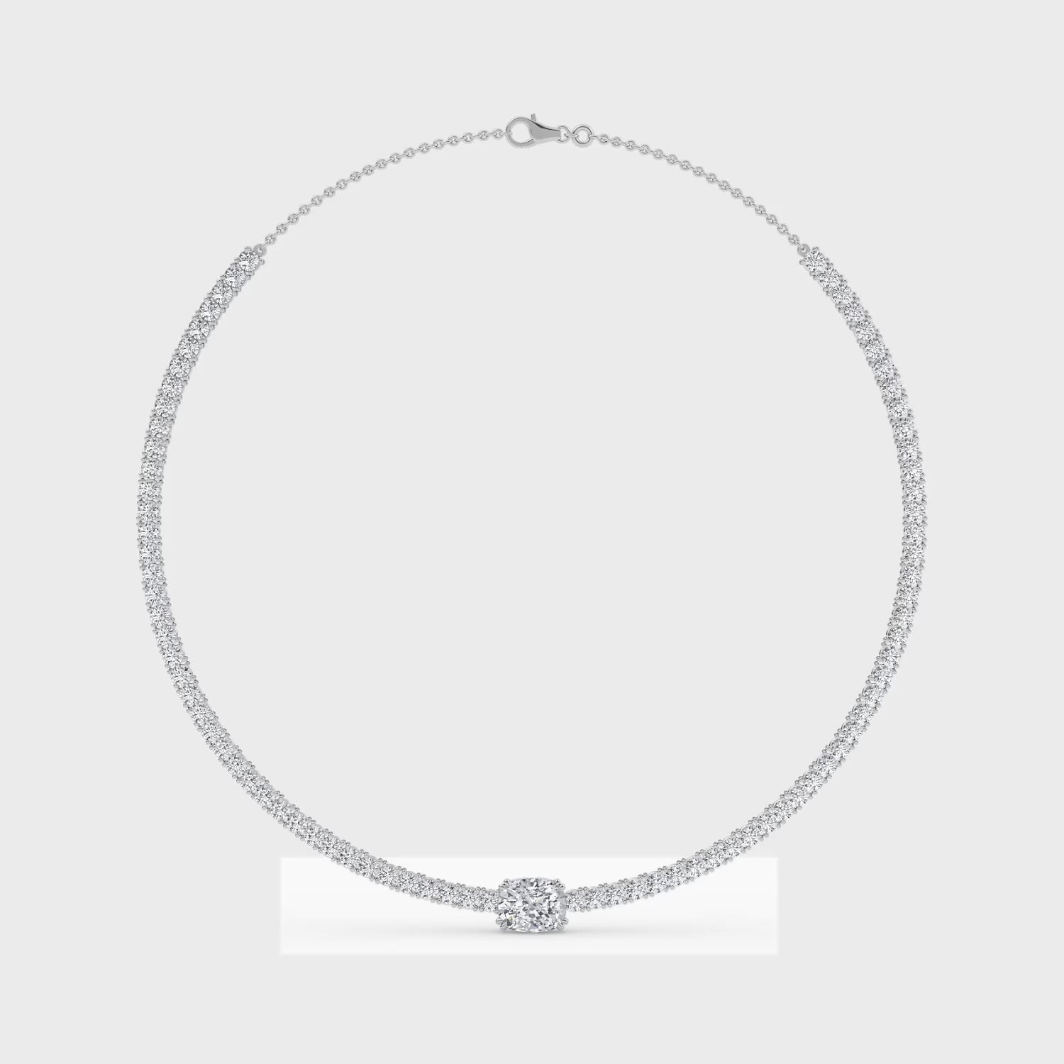 12.43ctct Oval Accent Lab Grown Diamond Exceptional Tennis Necklace