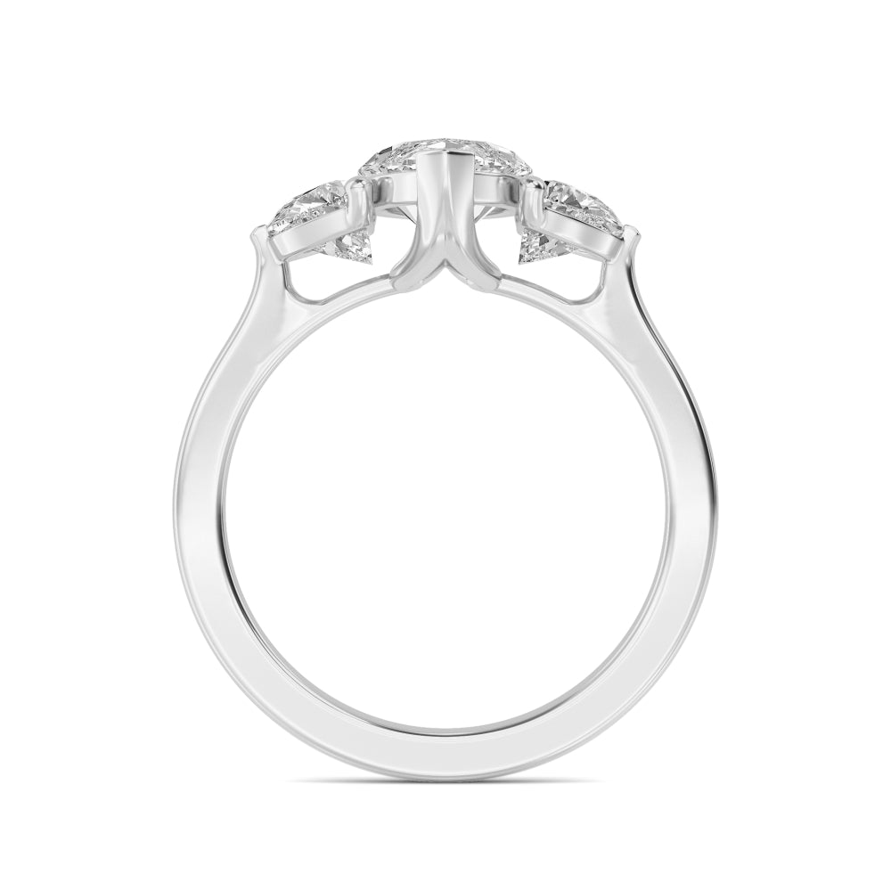 3.00ctw Marquise and Half Moon cut Lab Grown Diamond Trilogy Engagement Ring