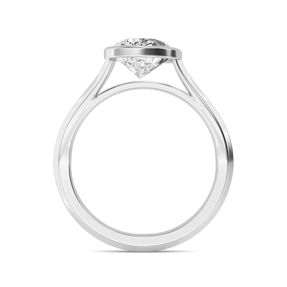 3.00ct Pear cut Lab Grown Diamond Solitaire Offset Bezel Engagement Ring