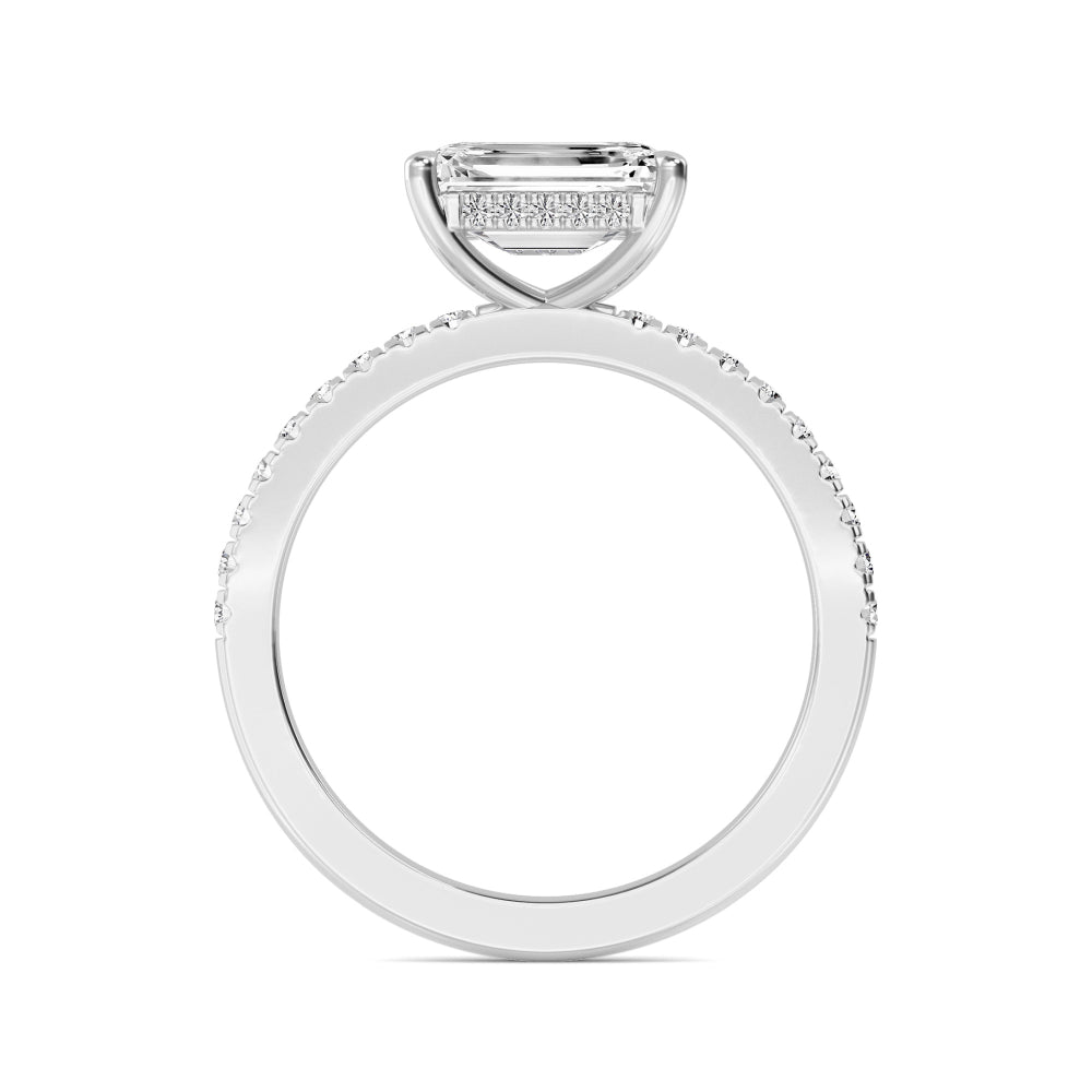 The Amanda 2.28ctw Emerald cut Lab Grown Diamond East-West Hidden Halo Engagement Ring