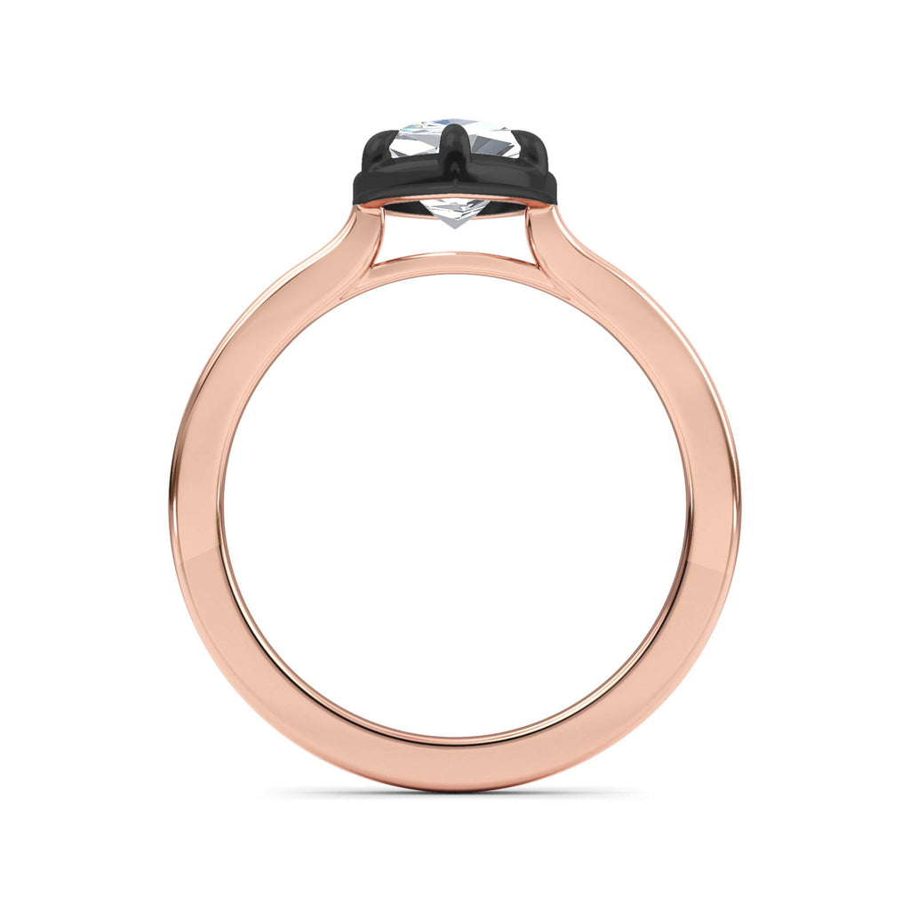 1.30ctw Marquise cut Lab Grown Diamond Blackened Gold Georgian Cut Down Engagement Ring