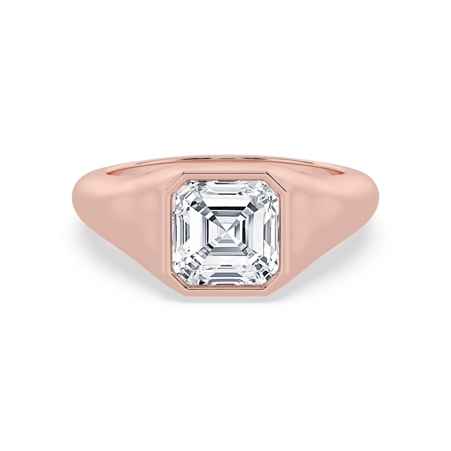 3.00ct Asscher cut Lab Grown Diamond Signet Ring