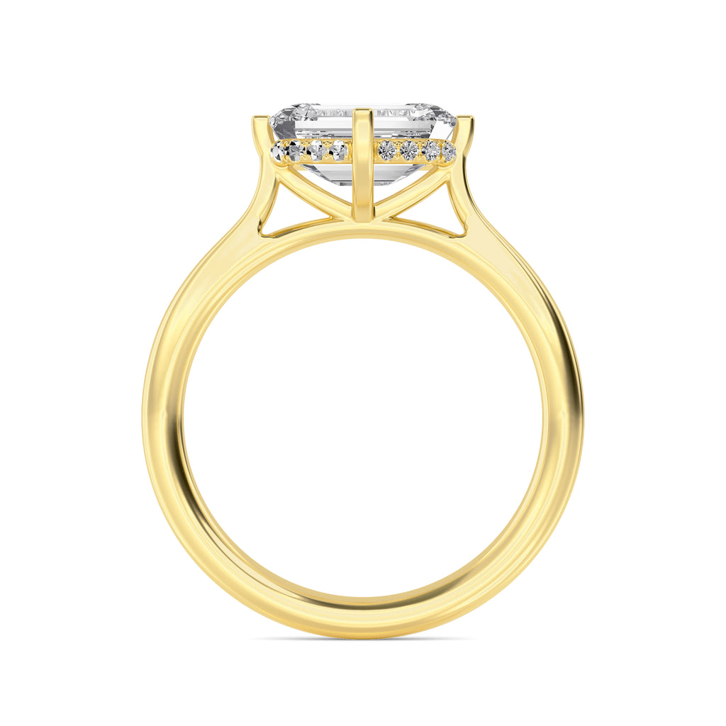 2.00ct Emerald cut Lab Grown Diamond Solitaire East-West Compass Setting Engagement Ring