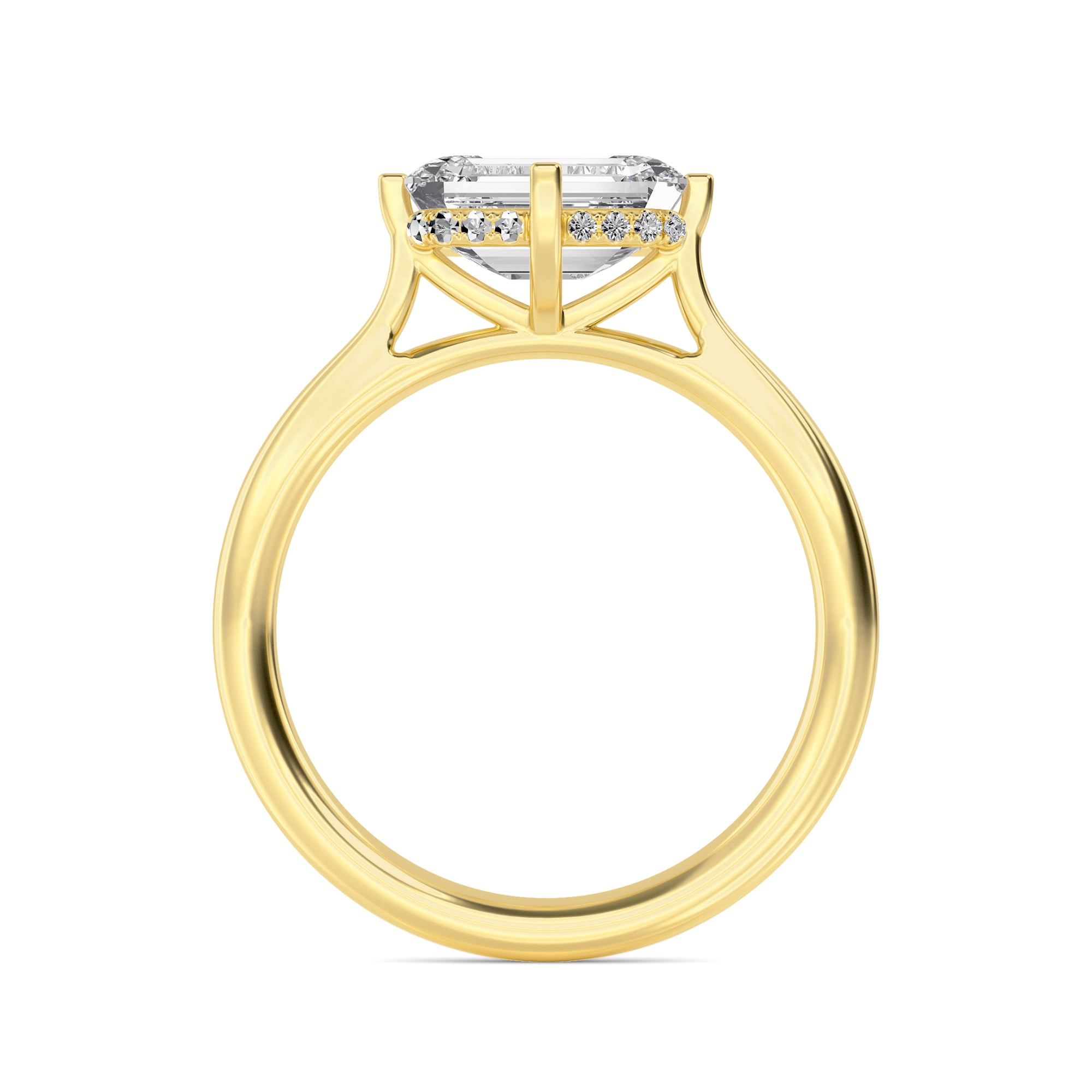 2.00ct Emerald cut Lab Grown Diamond Solitaire East-West Compass Setting Engagement Ring