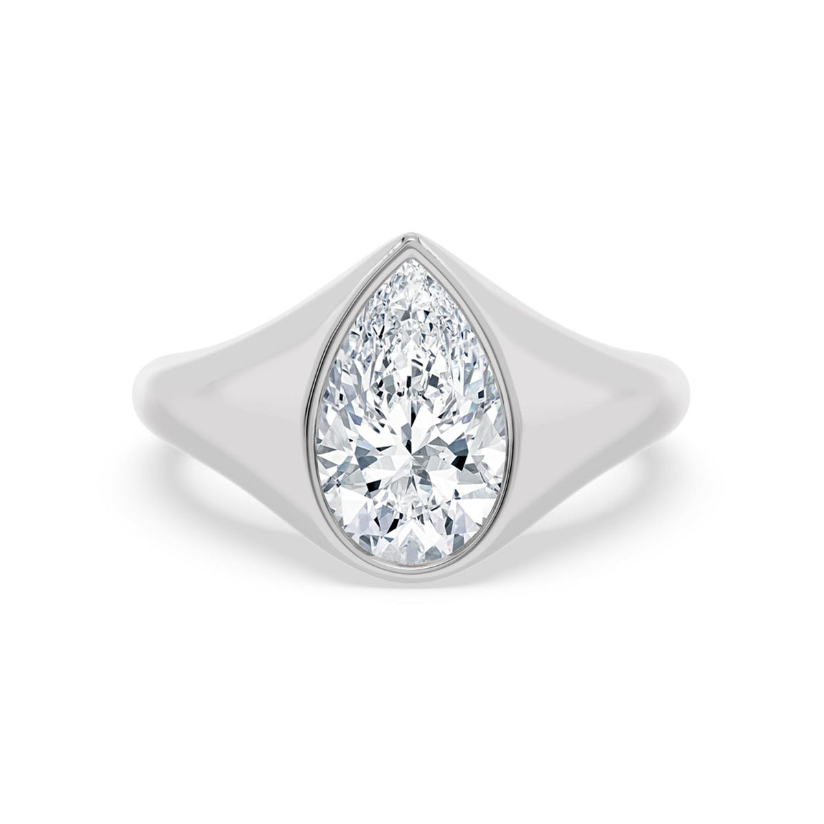 2.50ct Pear cut Lab Grown Diamond Signet Ring