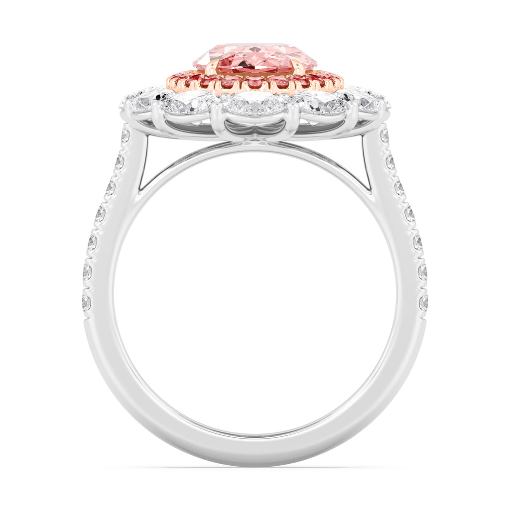4.84ctw Oval cut Pink Lab Grown Diamond Exceptional Halo Engagement Ring