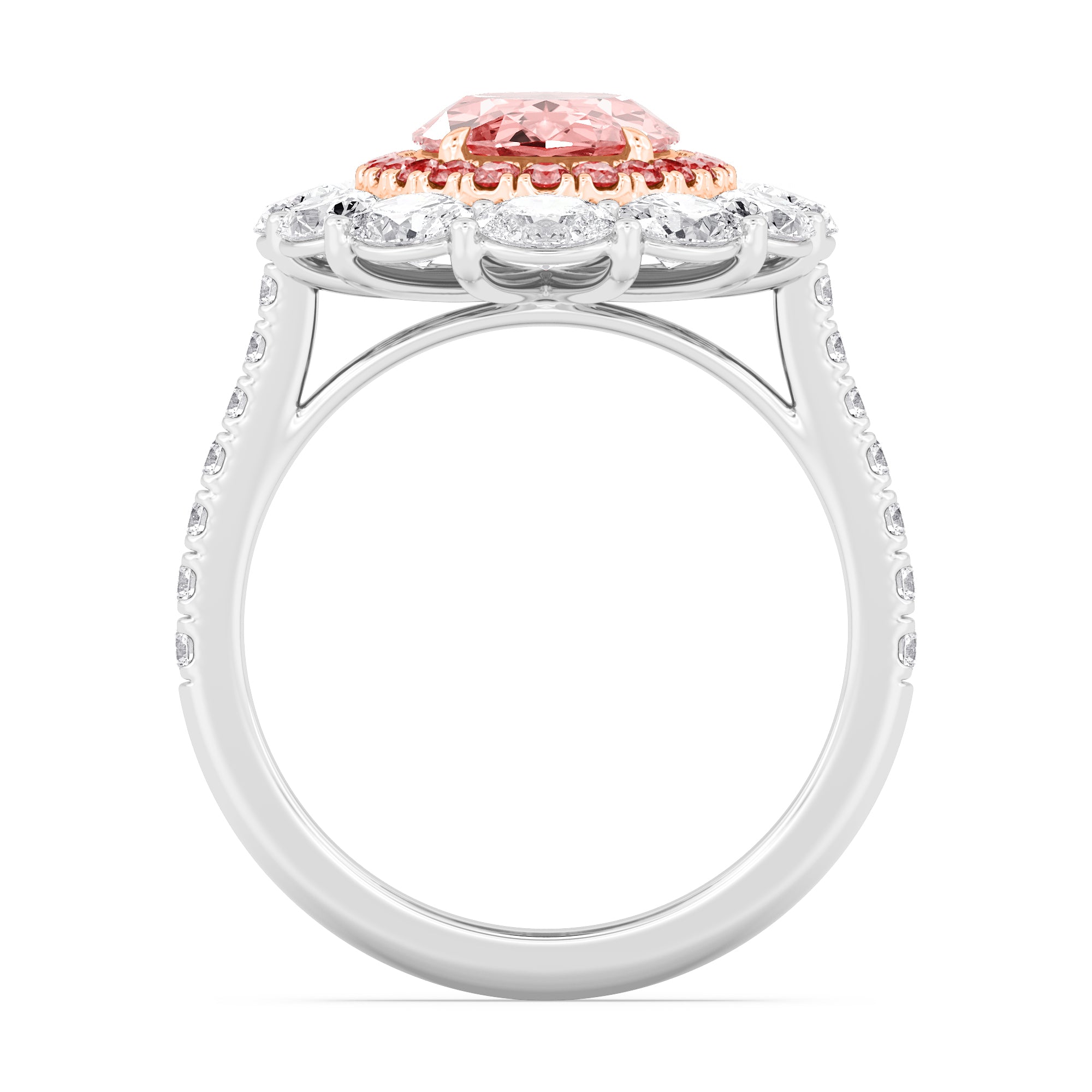 4.84ctw Oval cut Pink Lab Grown Diamond Exceptional Halo Engagement Ring