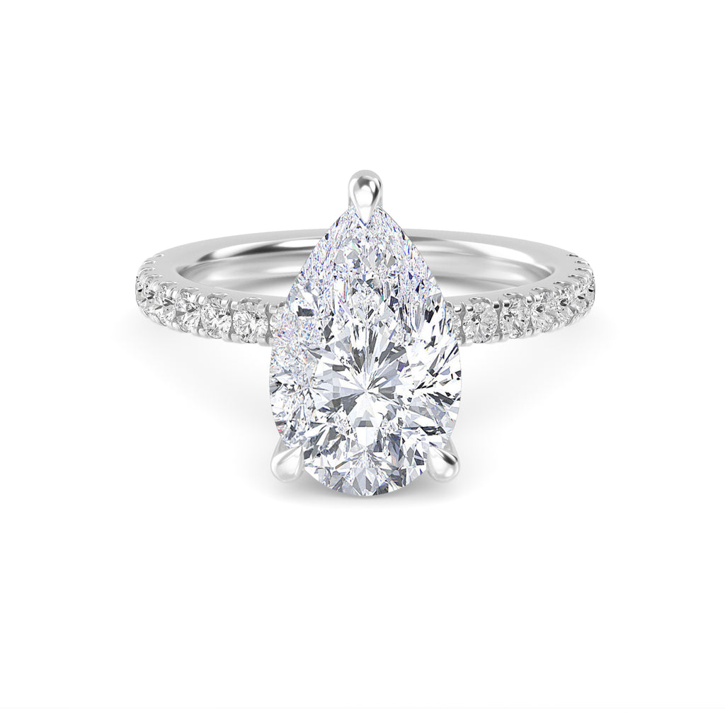 The Natasha 3.70ctw Pear cut Lab Grown Diamond Hidden Halo Engagement Ring