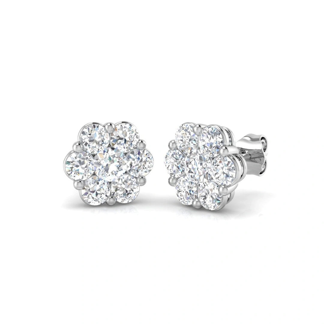 1.98ct Lab Grown Diamond Round Illusion Earrings in 9k Gold