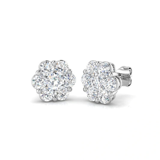 1.98ct Lab Grown Diamond Round Illusion Earrings in 9k Gold