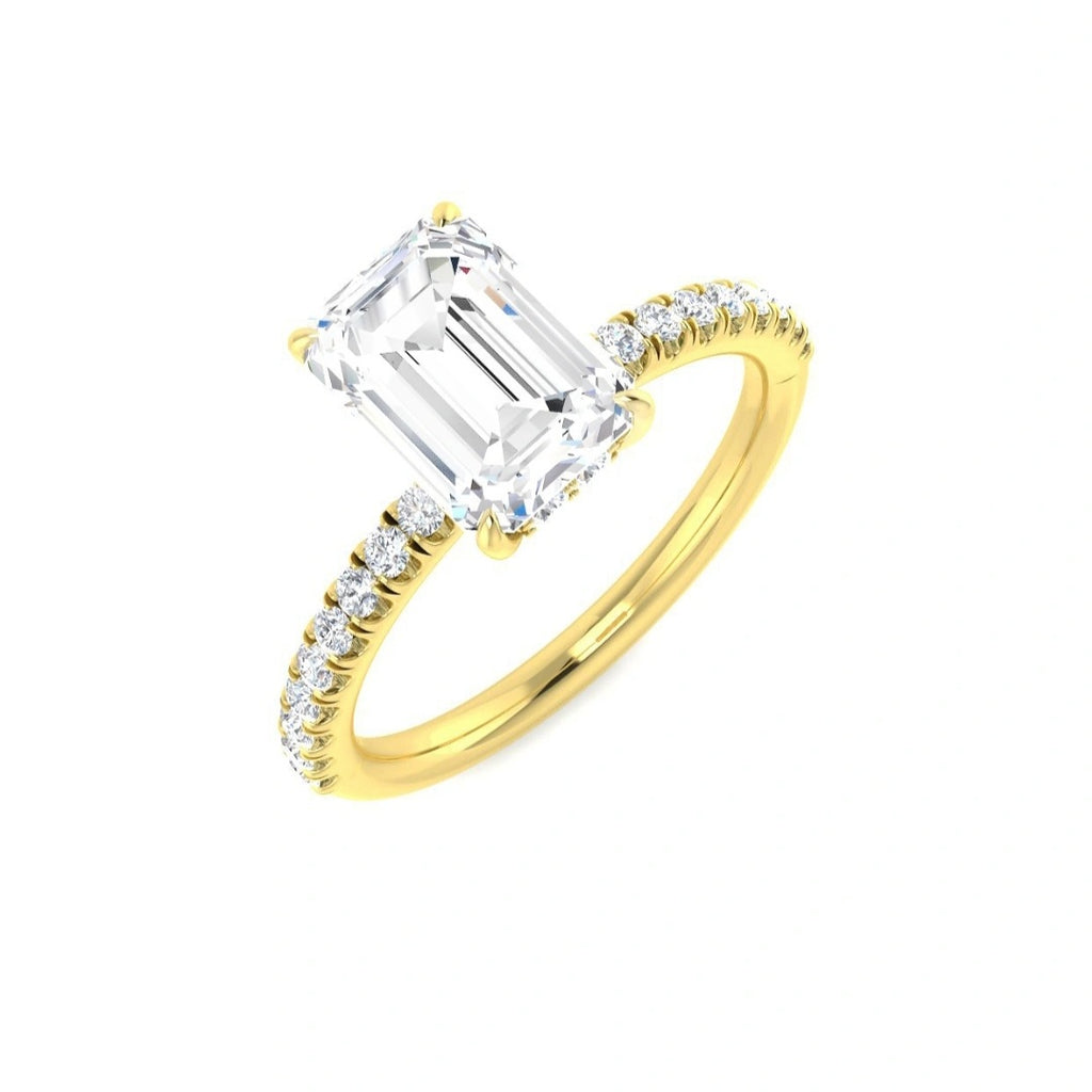 The Victoria 2.35ctw Emerald cut Lab Grown Diamond Hidden Halo Engagement Ring