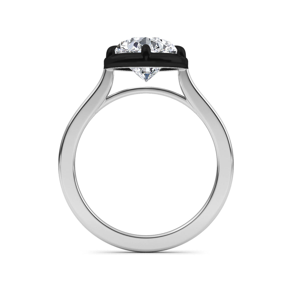 3.00ctw Pear cut Lab Grown Diamond Blackened Gold Georgian Cut Down Engagement Ring
