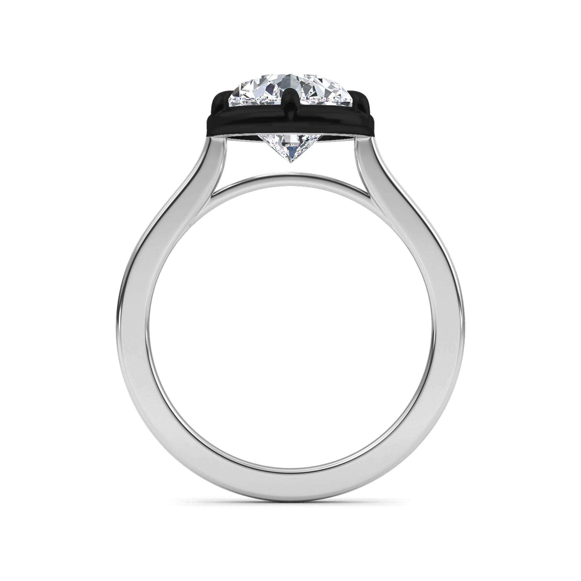 3.00ctw Pear cut Lab Grown Diamond Blackened Gold Georgian Cut Down Engagement Ring