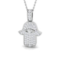 Large Hamza Hand Lab Grown Diamond Necklace in 9k Gold