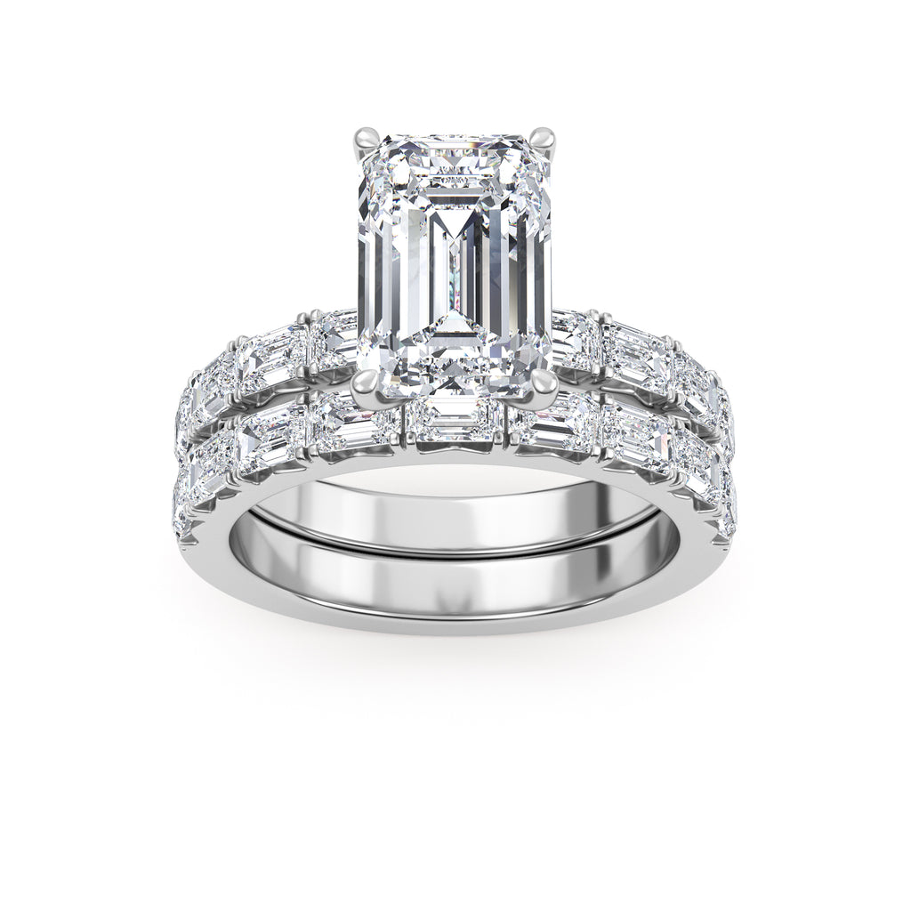 4.97ctw Emerald cut Lab Grown Diamond Exceptional Engagement and Emerald cut Wedding Ring Set
