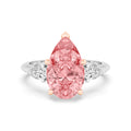 4.88ctw Pear shape Pink Lab Grown Diamond Exceptional Trilogy Engagement Ring